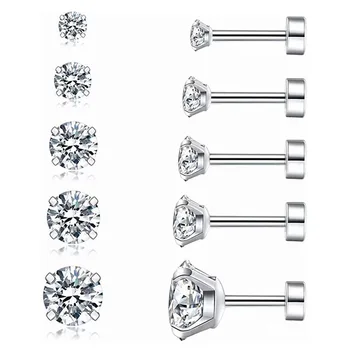 2 páry/Veľa Malých Kolo Stud Náušnice Pre Ženy Nehrdzavejúcej Ocele Zirkón Piercing, Náušnice, 3mm-7 mm Crystal Ucho Šperky