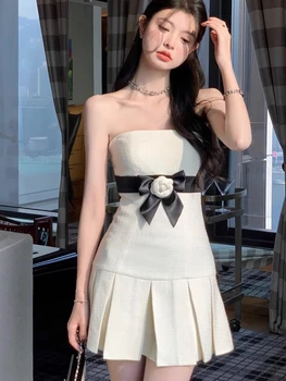 Francúzsky Elegantné Malé Vôňa Letné Šaty Žien 2023 Nové Hotsweet Módne 3D Kvet Skladaný Mini Šaty Strany Vestido Feminino