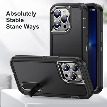 Ťažké Brnenie Shockproof Brániť puzdro Pre iPhone 11 14 Pro Max 13 12 Mini 6 6 7 8 Plus SE 2022 X Xs XR Kovový Držiak Zadného Krytu